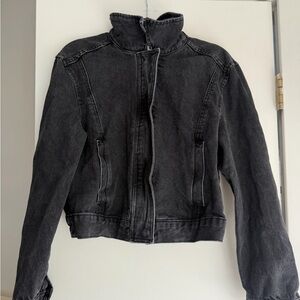 ZARA women’s washed black denim jacket